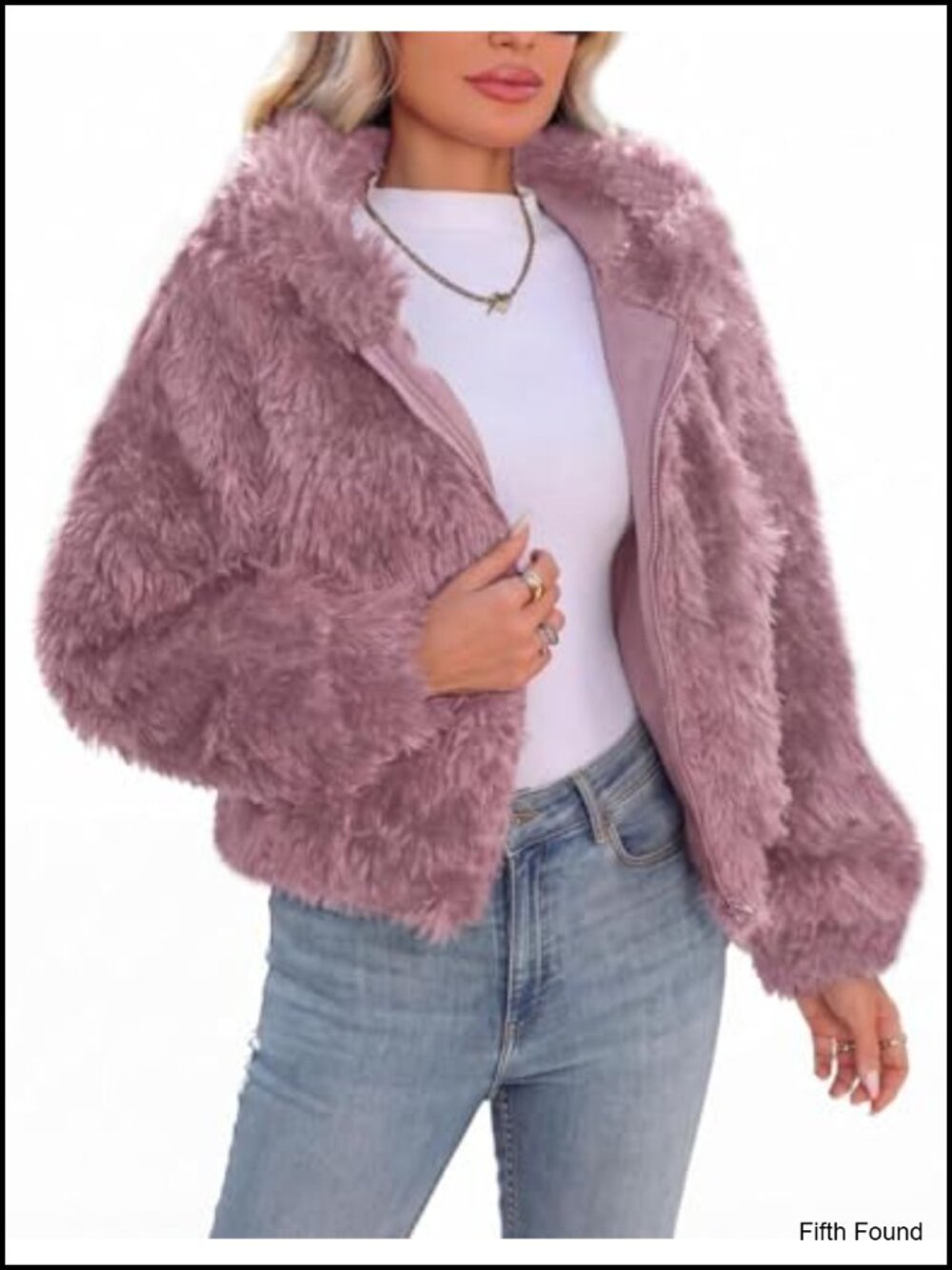 Faux Fur Cropped Coat Full Zip Fleece Jacket with Hood